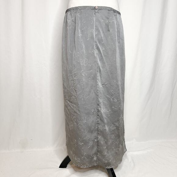 Venezia Vintage 90s Floral Maxi Skirt Gray A Line Women's 16 Dark Academia - Picture 8 of 8